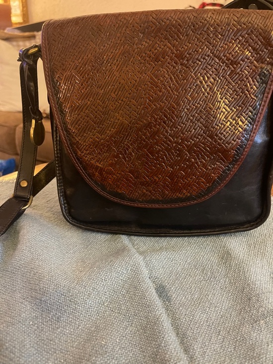 Brahmin Handbags - Brahmin  Classic Two-Tone Brown/Black  Leather Crossbody Bag
